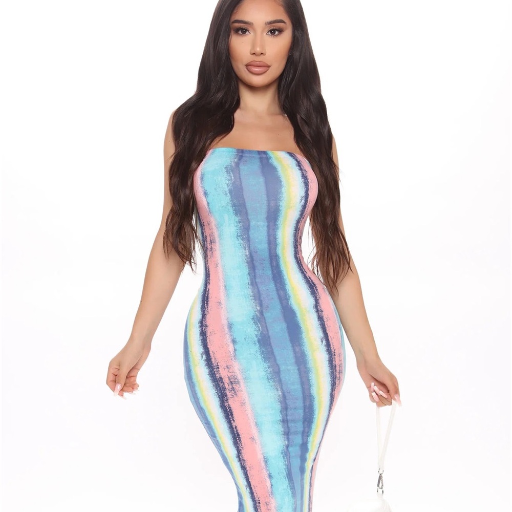 MAXI DRESS - BLUE RAINBOW - Picture 2 of 3